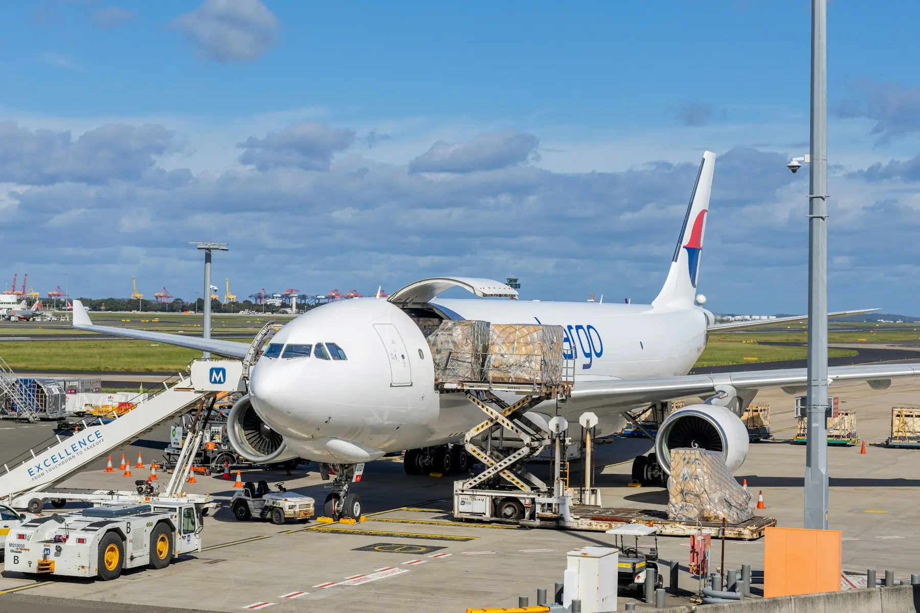 Cargo being loaded onto an aircraft